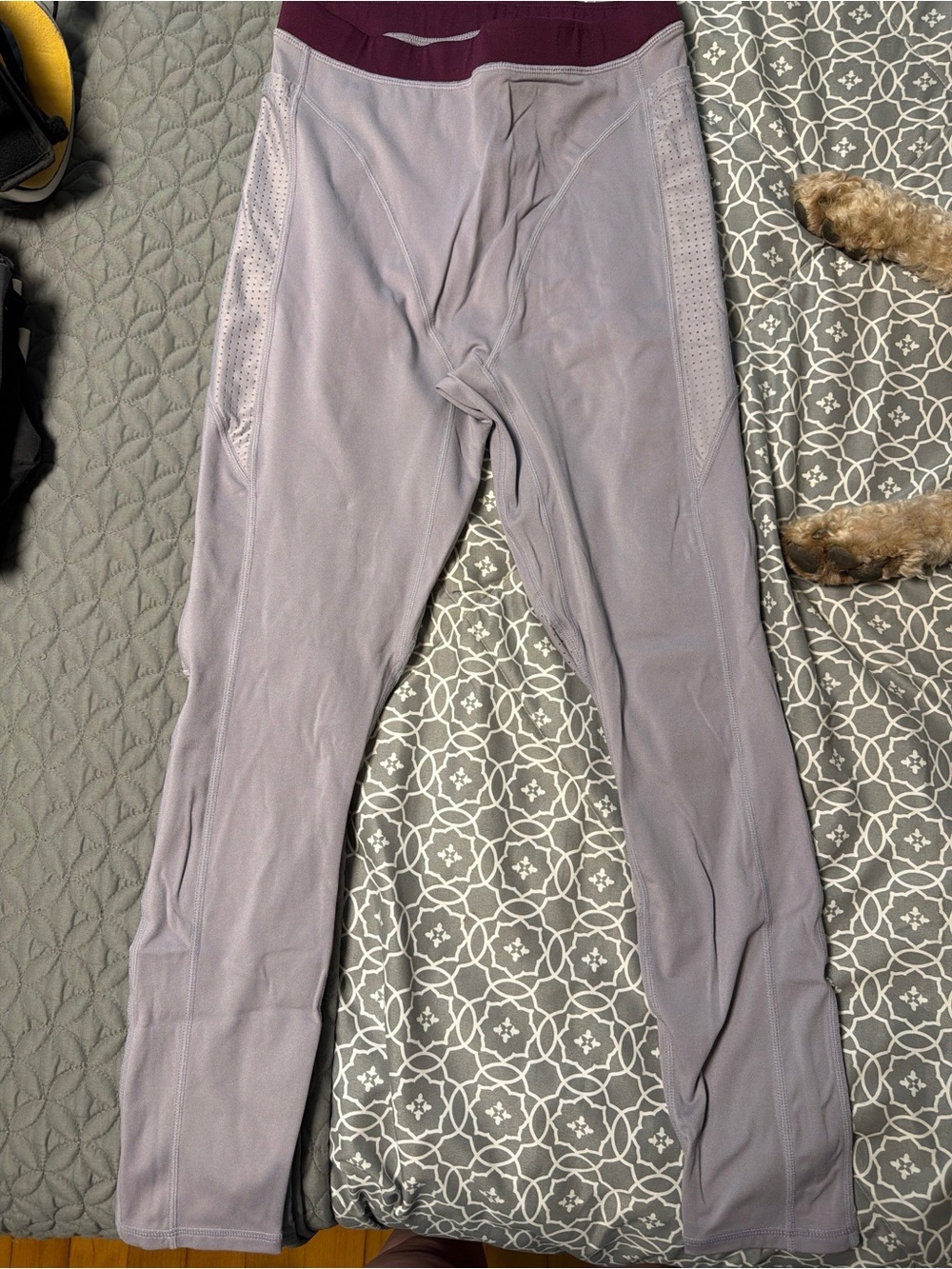 Fabletics Motion365 Colorblock High-Waisted Leggings - Lavender & Plum - Size S